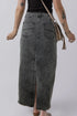 'Mobi' Raw Hem Midi Denim Skirt with Pockets - Celes Fashion